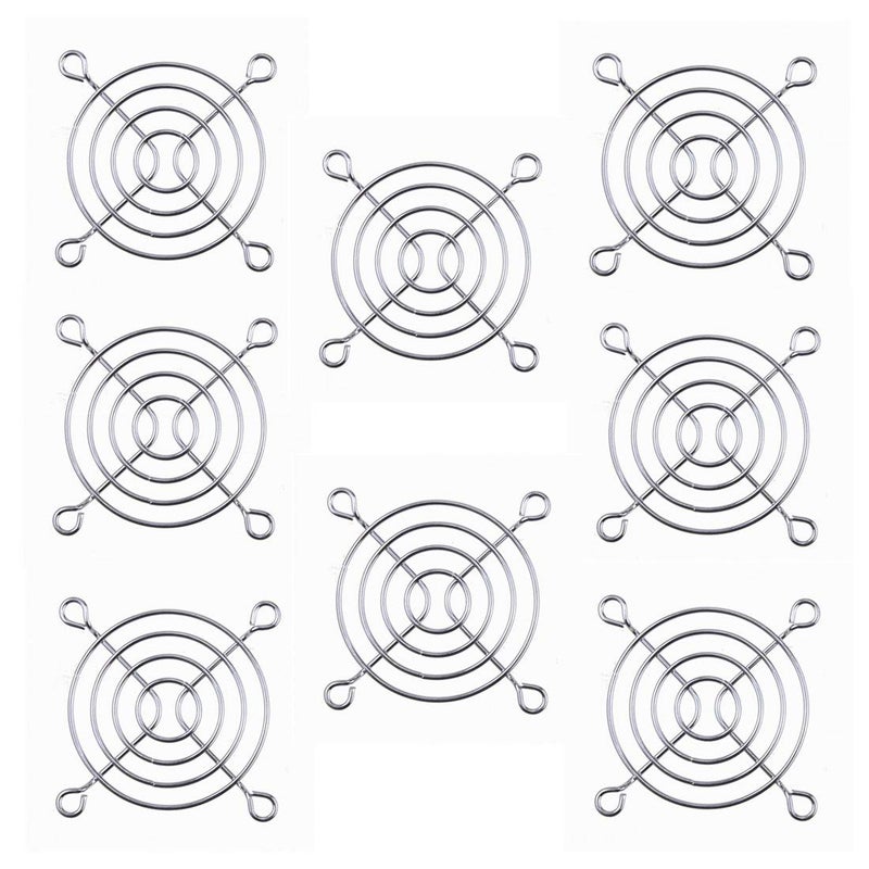 bnafes Fan Grill Metal Household Grill Protector Finger Guard for 60mm Case Fan 8pcs Silver Tone - Image 1